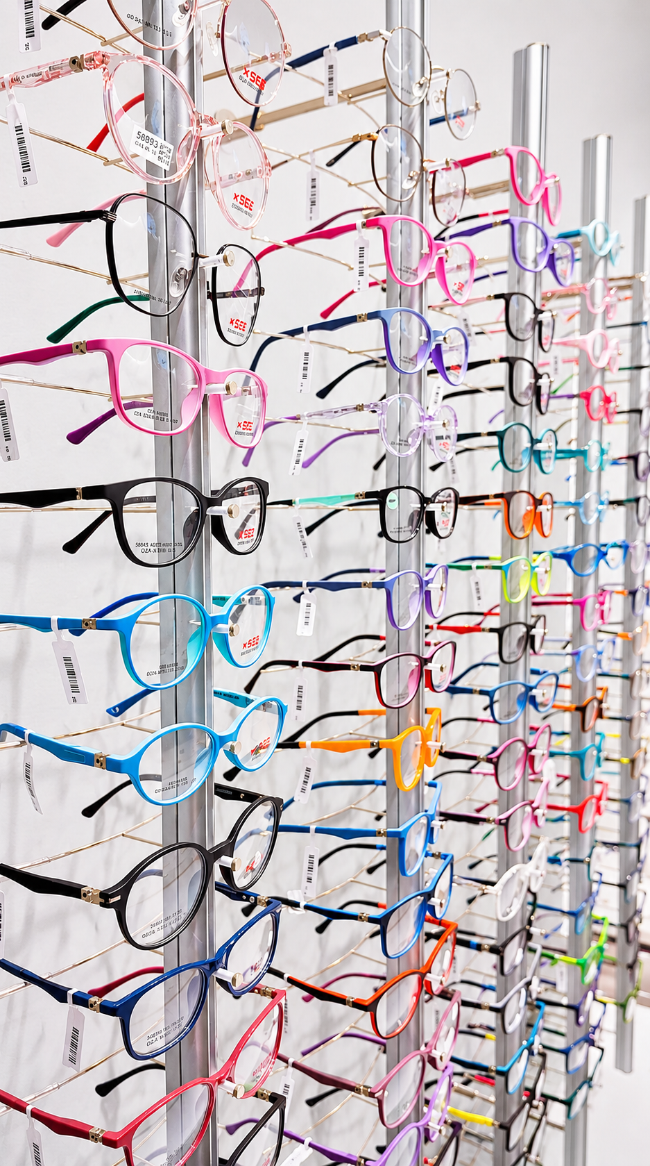 Rame de ochelari pentru copii, modele colorate, în showroom-ul ArenaMed Optics din Sector 2, București