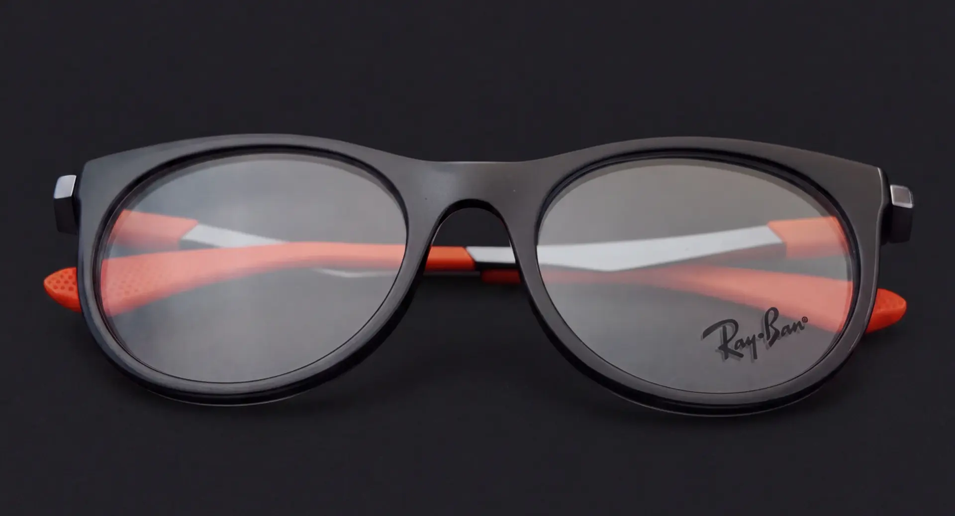 Ramă de ochelari Ray-Ban pentru copii, negru cu portocaliu, pliată, la ArenaMed Optics