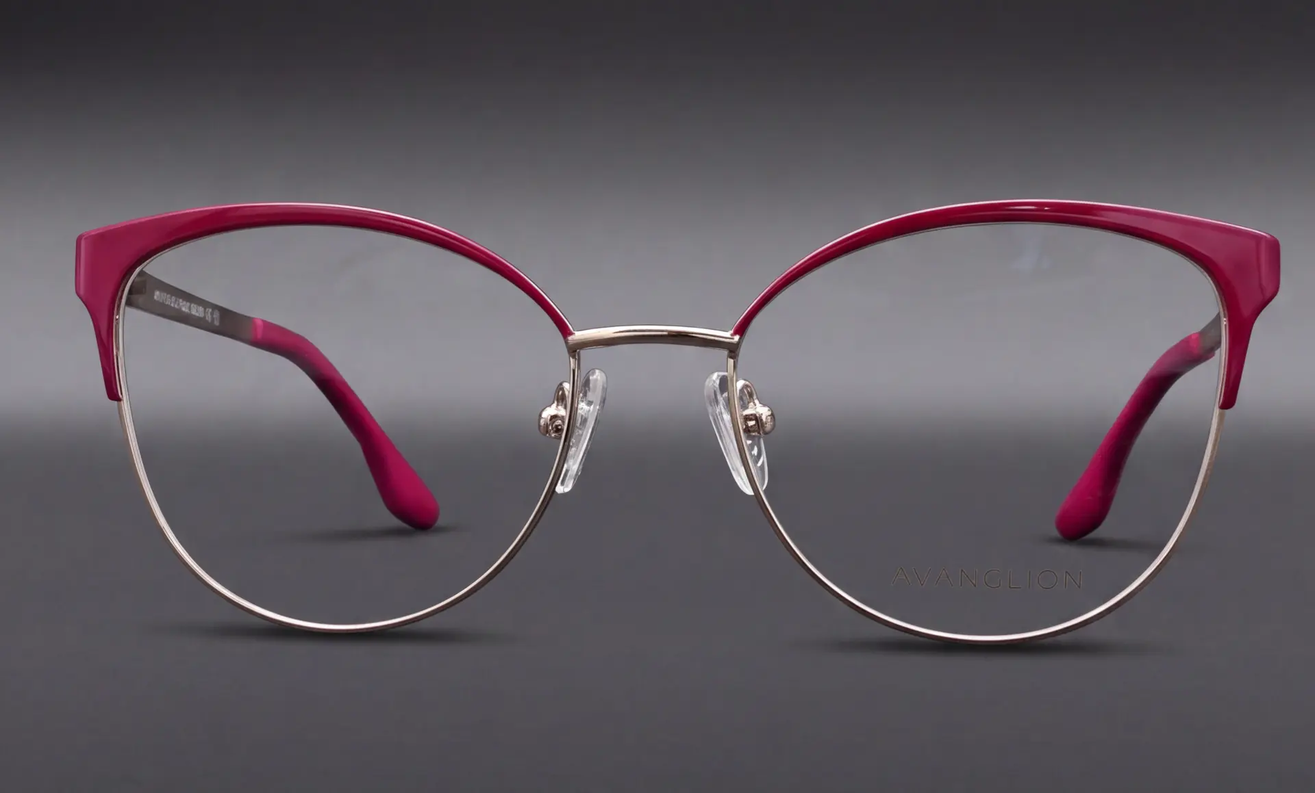 Ramă Avanglion AV0328 cat-eye roz cu detalii aurii, disponibilă la ArenaMed Optics