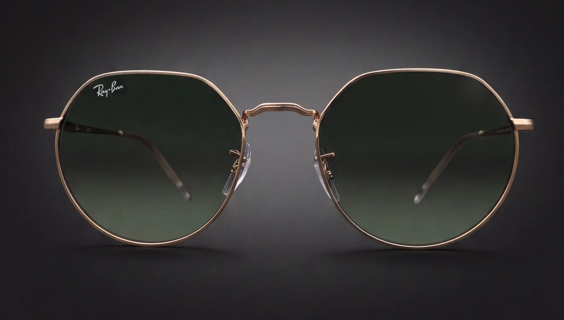 Ochelari Ray-Ban Jack cu ramă rose gold și lentile verzi, disponibili la ArenaMed Optics